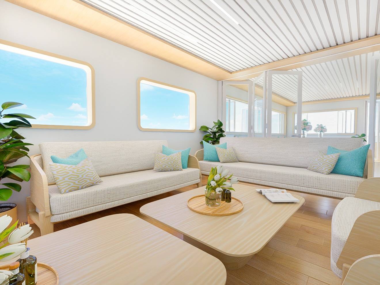 Aerial view of a person paddling a transparent glass-bottom kayak over a vibrant coral reef in the crystal-clear turquoise waters of Palau.