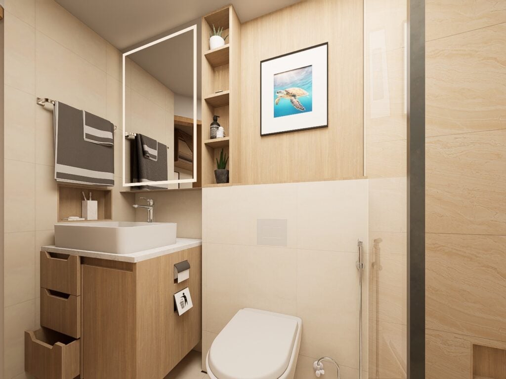 Solitude Gaia Maldives cabin ensuite with separate shower and amenities