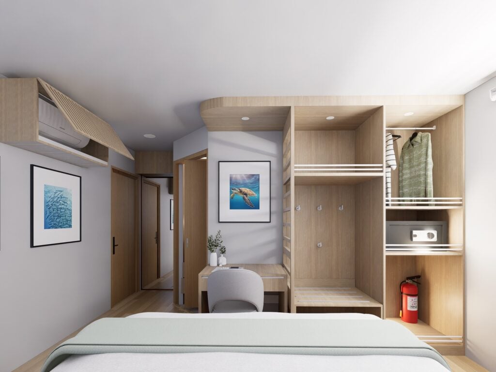 Solitude Gaia Maldives deluxe cabin with built-in cabinetry and storage